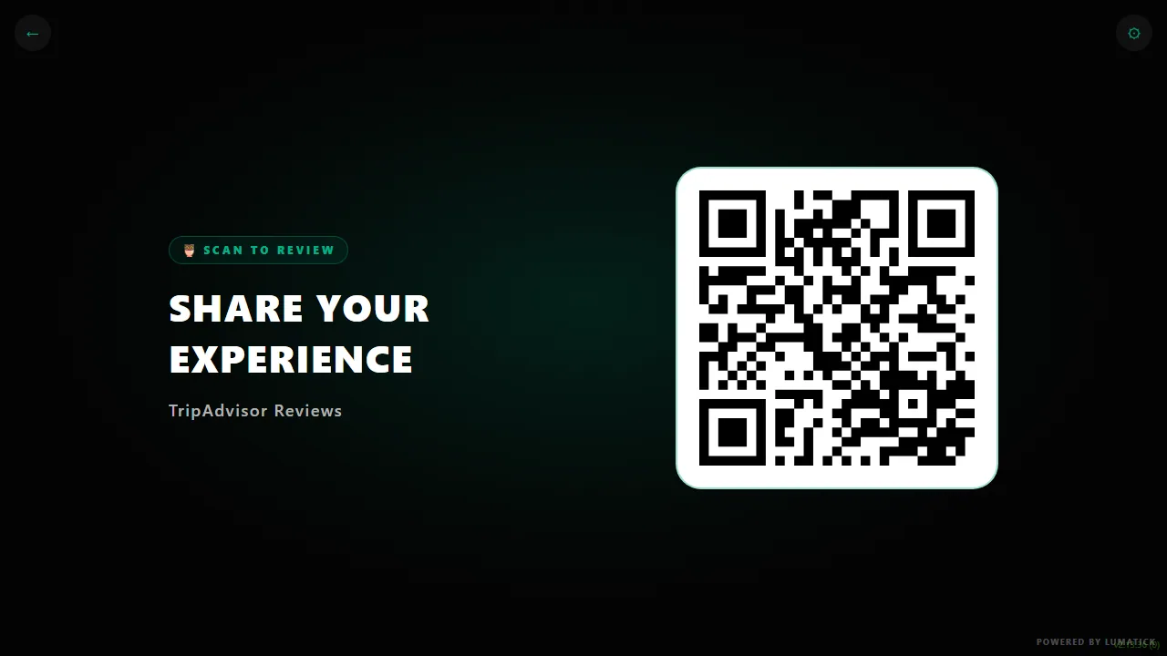 TripAdvisor QR template on a counter display.