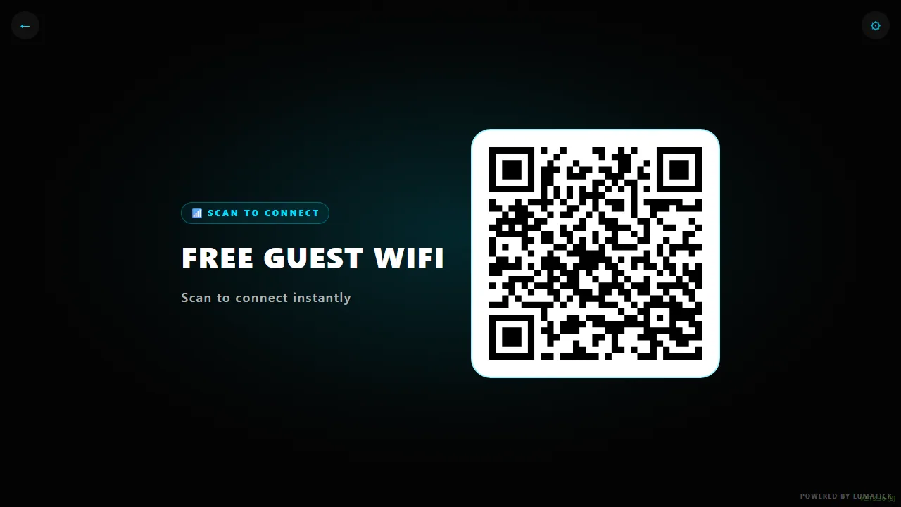 WiFi QR code template on a counter display.