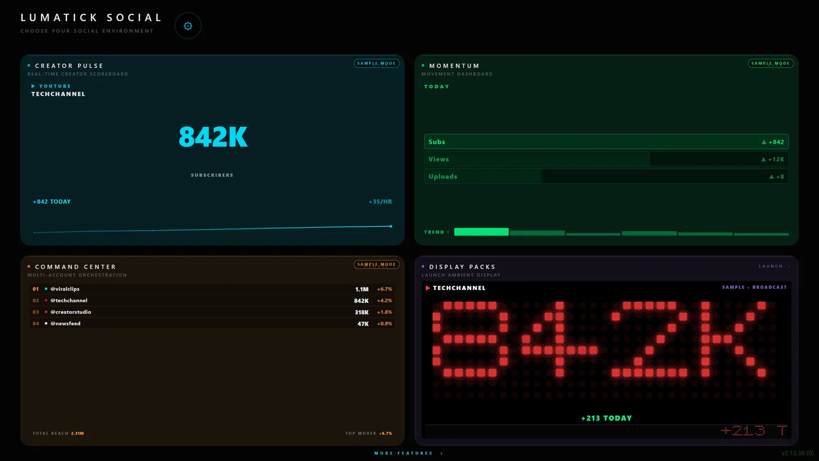 Creator Pulse — The live number, front and centre.